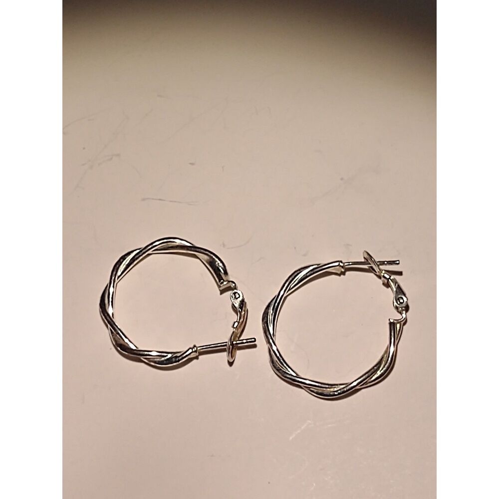 925 Sterling Silver Twisted Hoop Earrings Classic Everyday 1 Inch